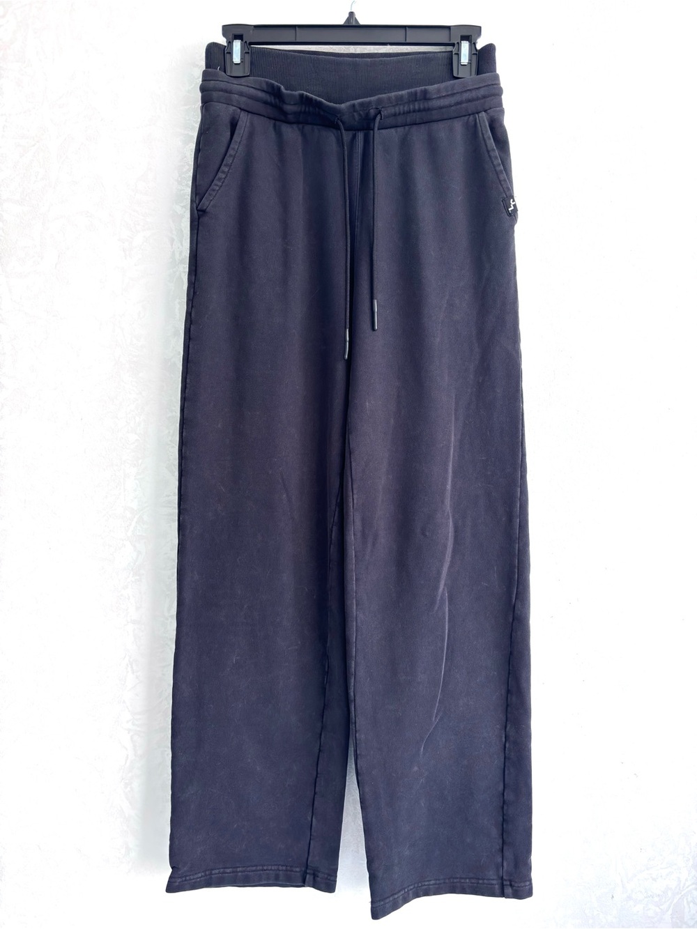 JoyLab Washed Black French Terry Wide Leg Sweatpants Size XS Drawstring